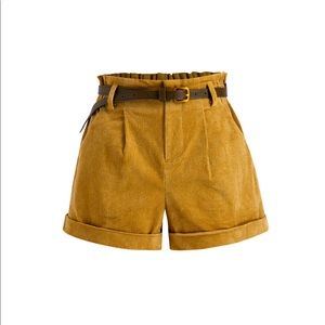 Camel Corduroy Mini Shorts